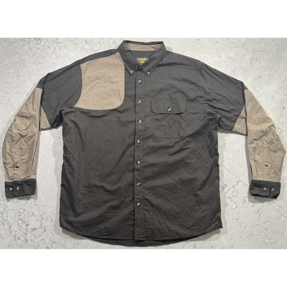 Cabelas Classic II Shooting Shirt Mens 3XL Tall Brown Cotton Long Sleeve Hunting